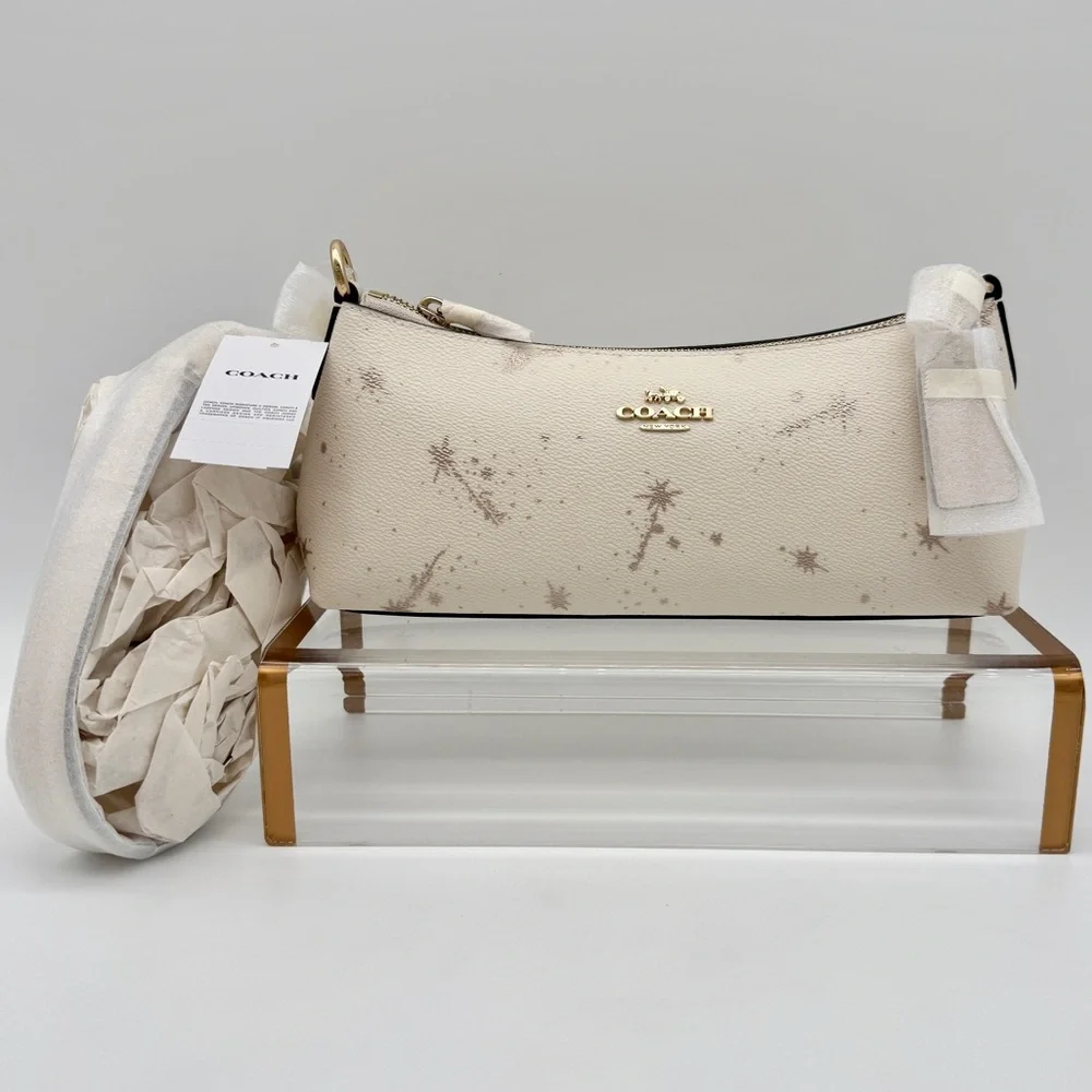 Coach Charlotte Shoulder Bag With Star Print Chalk Gold